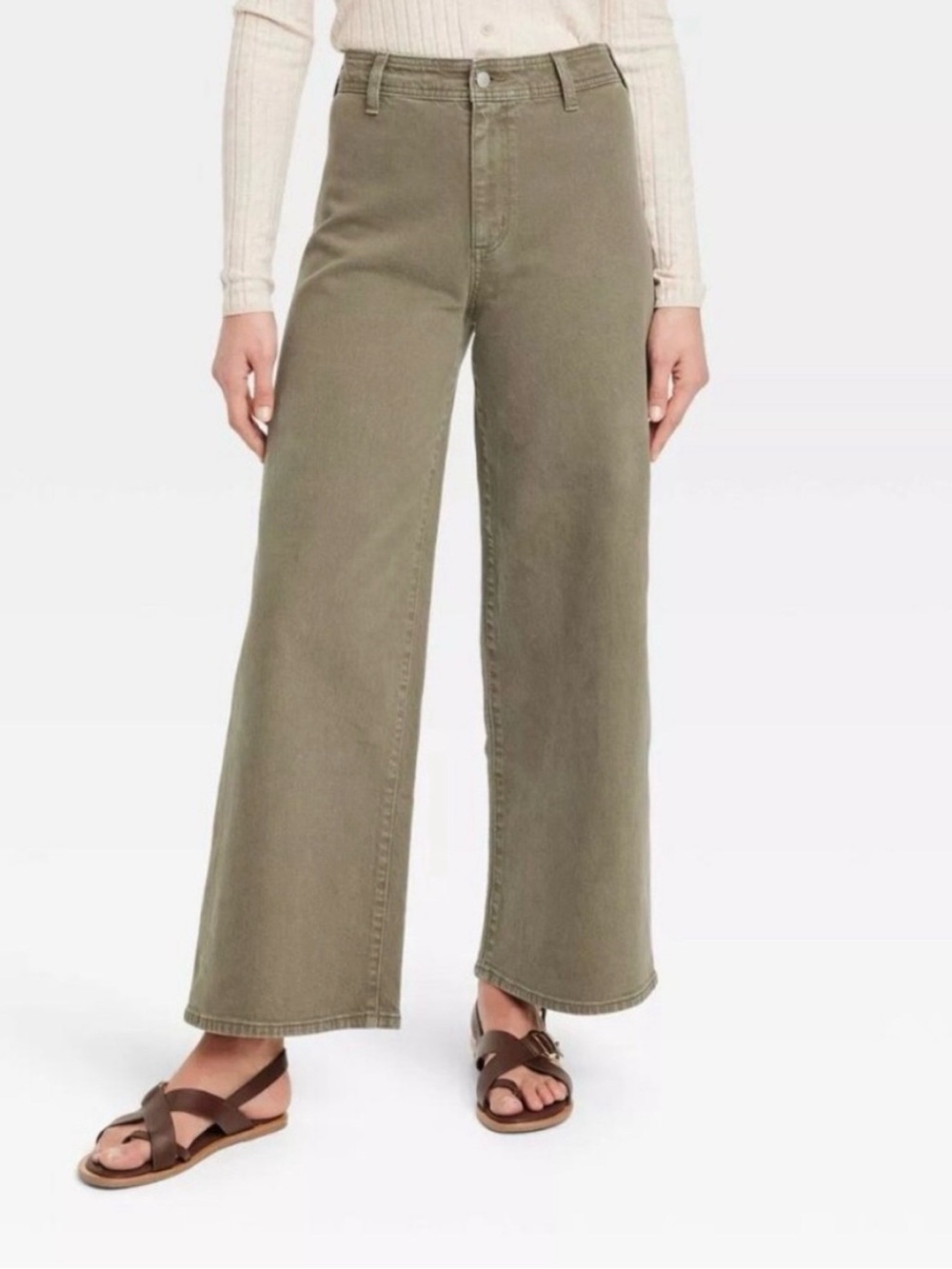 Universal Threads-Wide Leg High-Rise Jeans - Olive